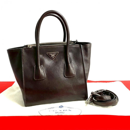 PRADA Shoulder Bag leather Brown