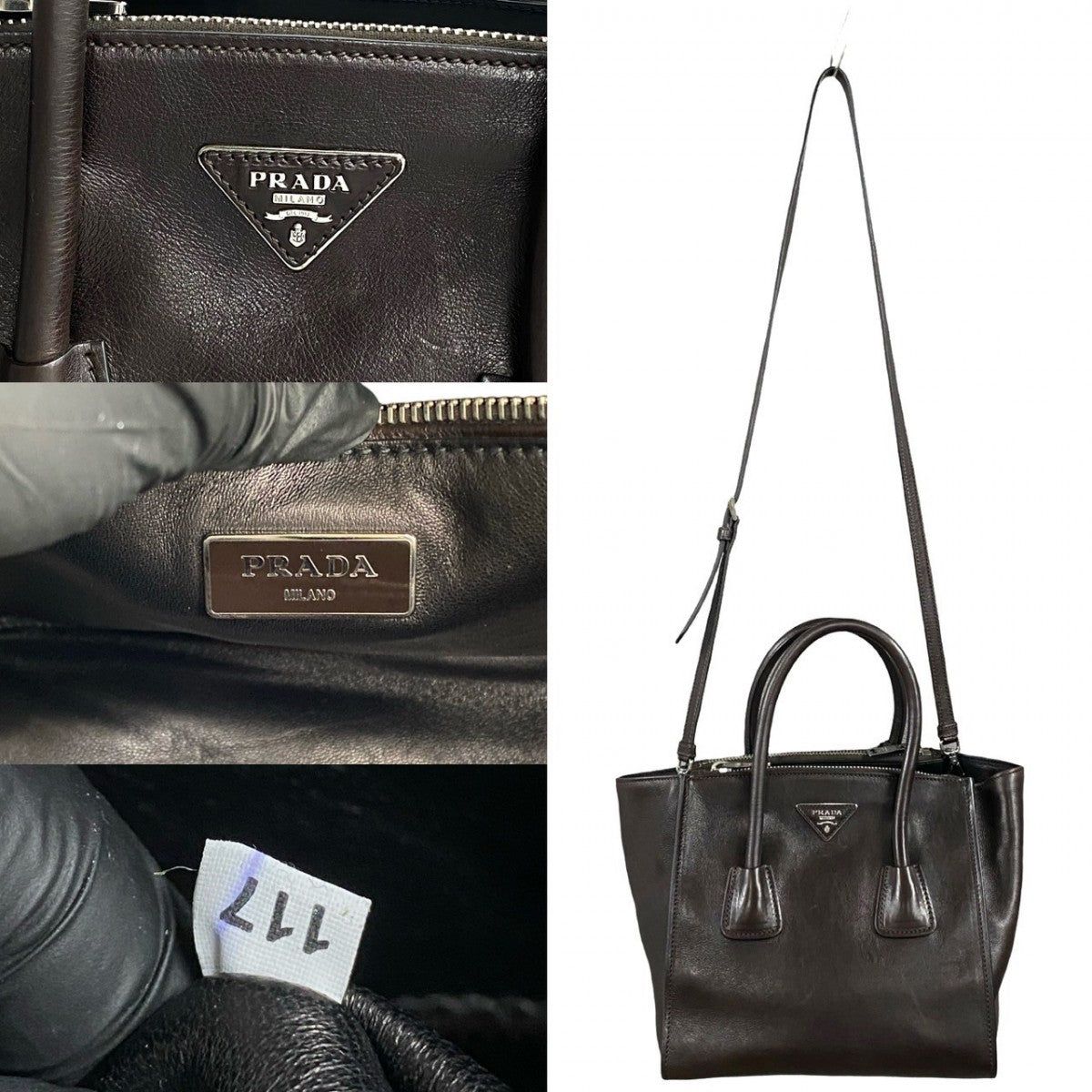 PRADA Shoulder Bag leather Brown
