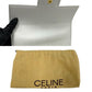 CELINE Handbag leather white logo ribbon Metal Women Used Authentic