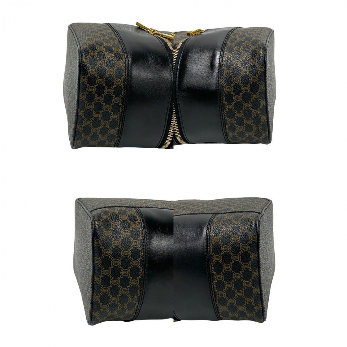 CELINE Handbag Leather, PVC black Macadam Blason Triomphe Pattern Women Used Authentic