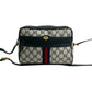 GUCCI Shoulder Bag leather Navy Sherry line