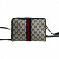 GUCCI Shoulder Bag leather Navy Sherry line