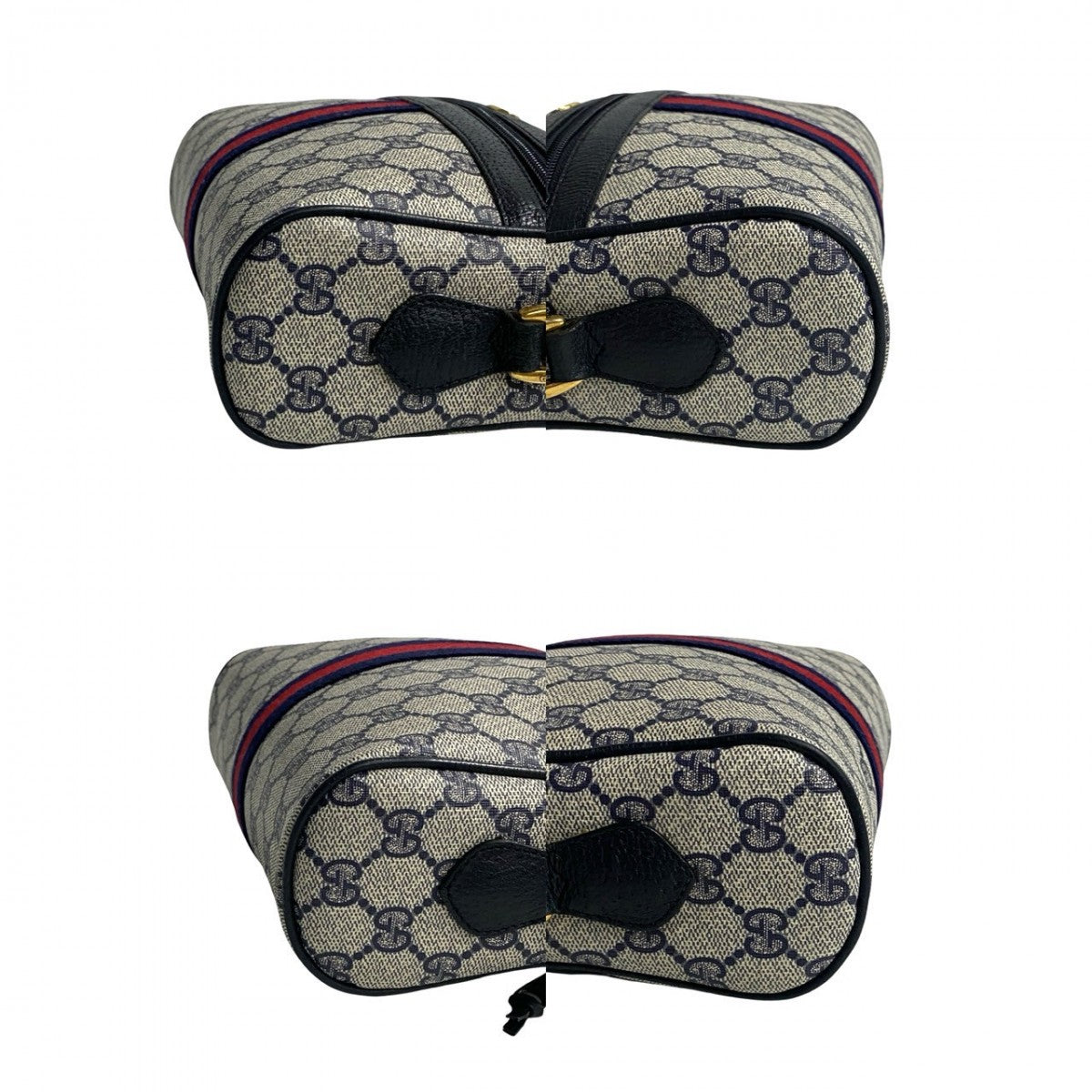 GUCCI Shoulder Bag leather Navy Sherry line