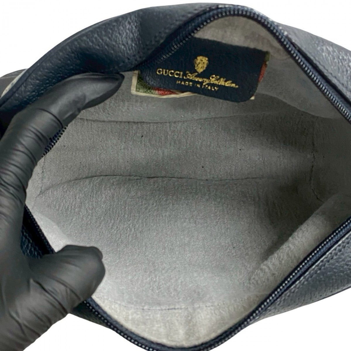 GUCCI Shoulder Bag leather Navy Sherry line
