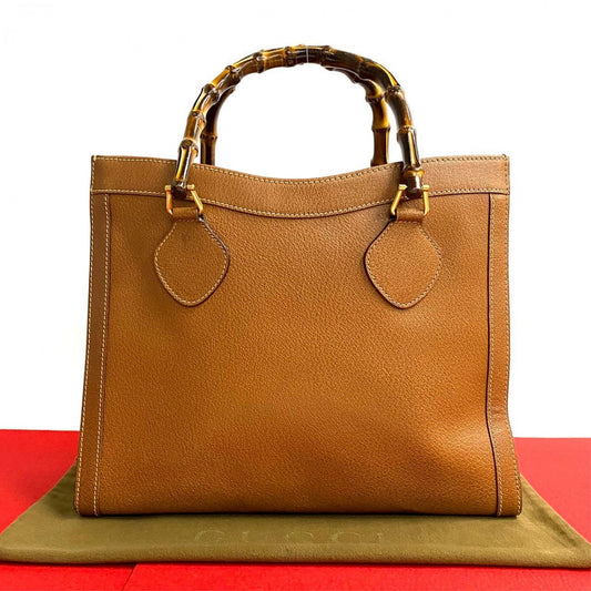 GUCCI Handbag leather Brown Bamboo