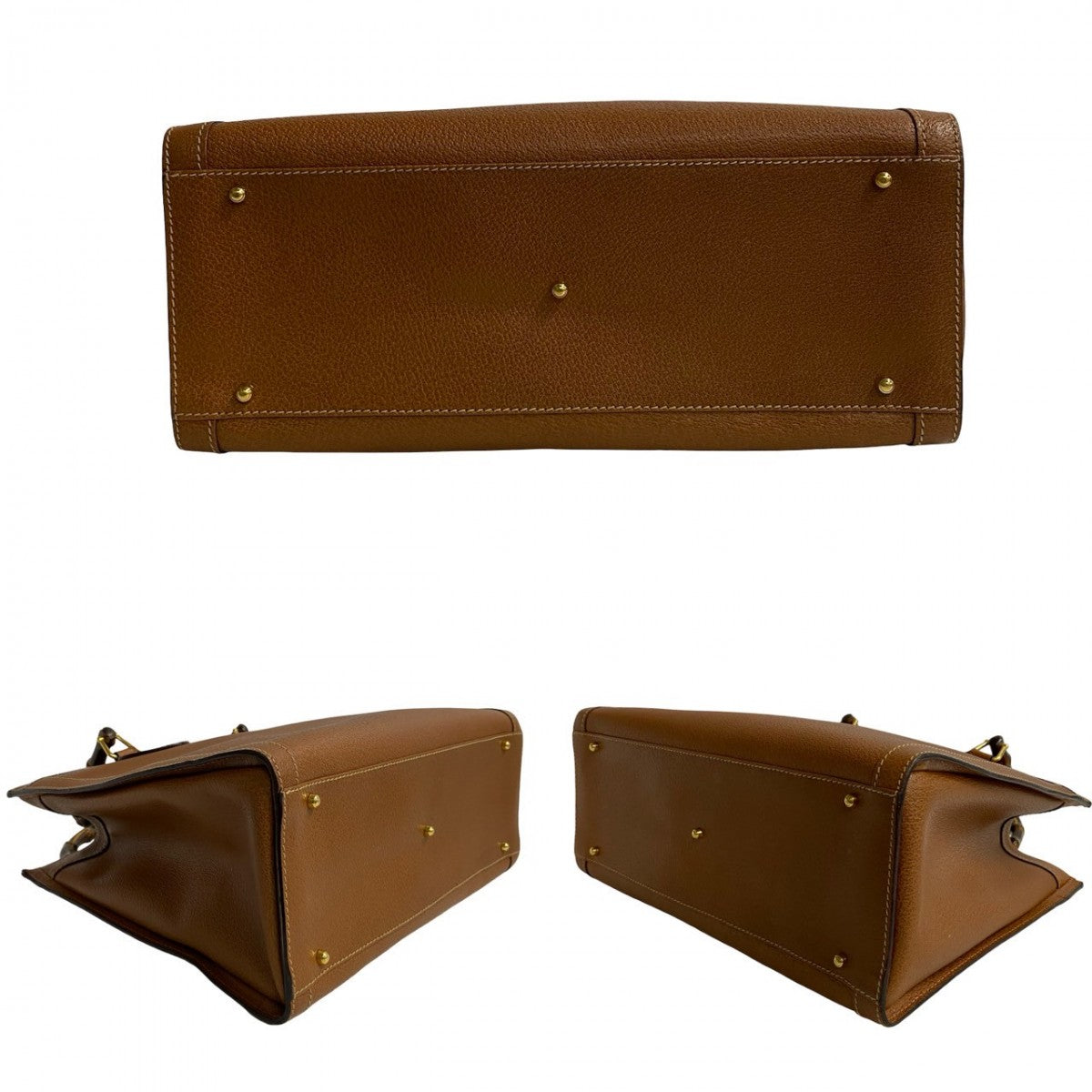 GUCCI Handbag leather Brown Bamboo