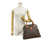CELINE Handbag Leather, PVC Brown Macadam Blason Triomphe Pattern Women Used Authentic