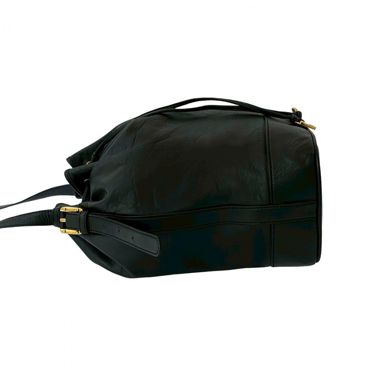 LOEWE Shoulder Bag leather black Anagram logo Metal Women Used Authentic