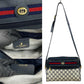 GUCCI Shoulder Bag Leather, PVC Navy GG logo Pattern Sherry line Women Used Authentic