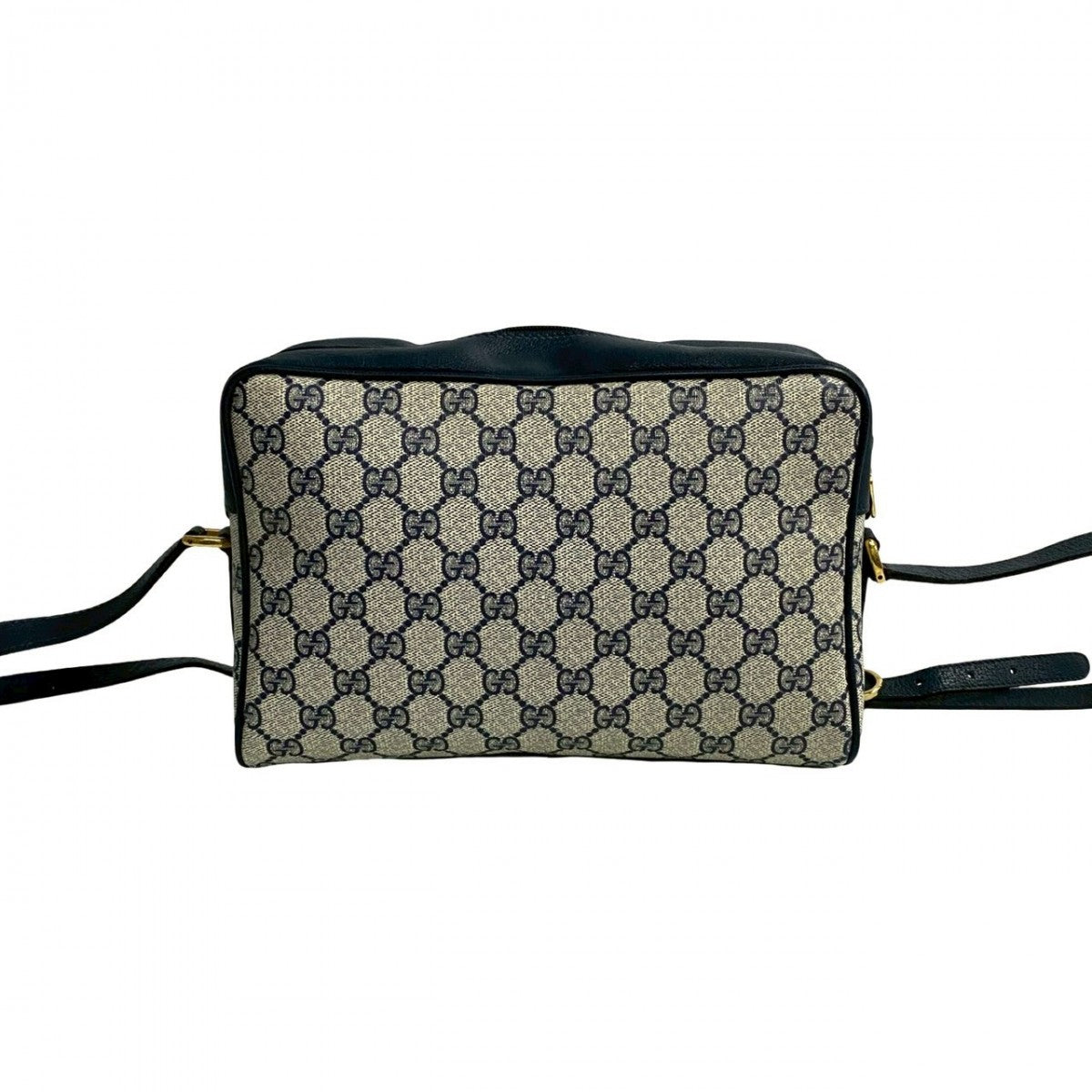 GUCCI Shoulder Bag Leather, PVC Navy GG logo Pattern Sherry line Women Used Authentic