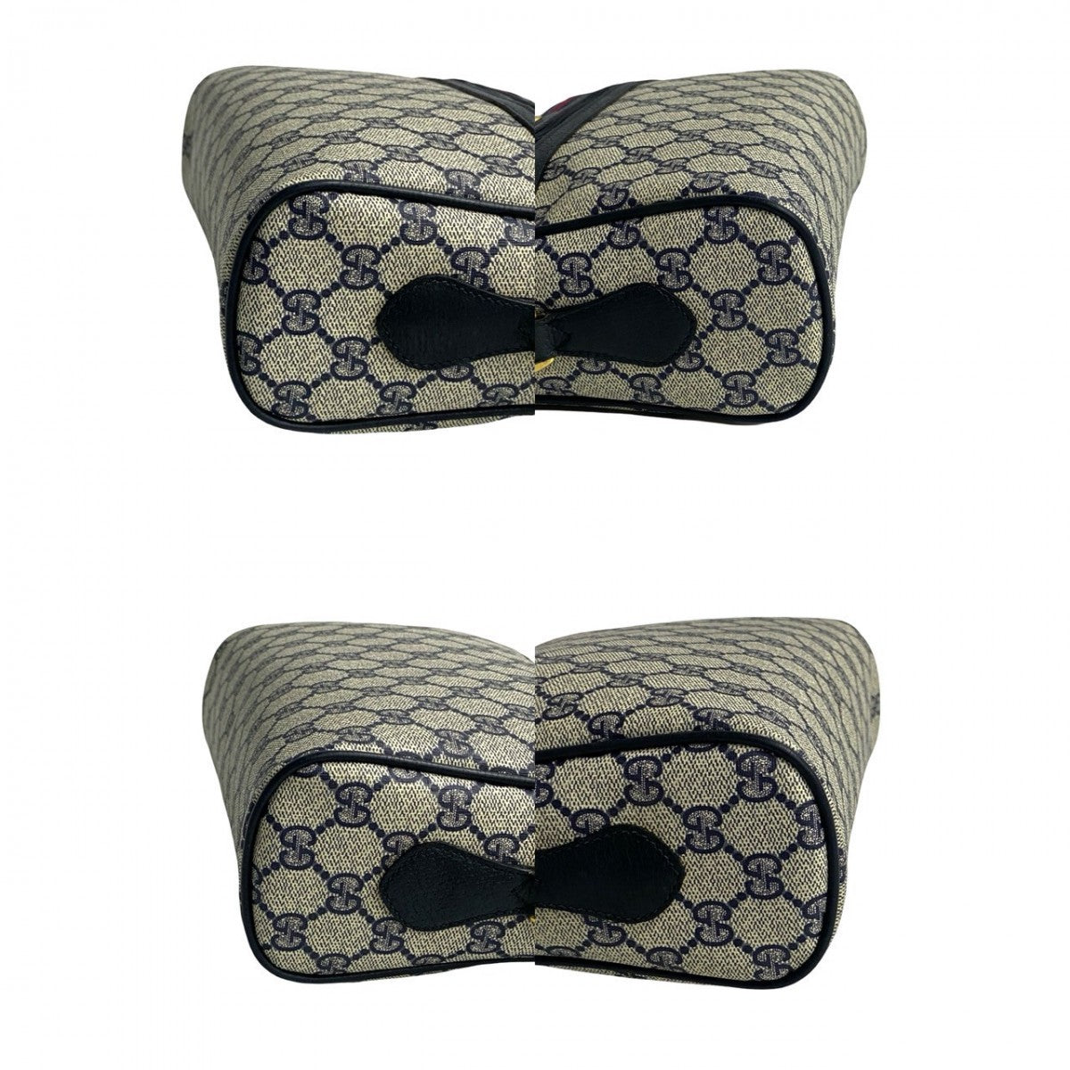 GUCCI Shoulder Bag Leather, PVC Navy GG logo Pattern Sherry line Women Used Authentic