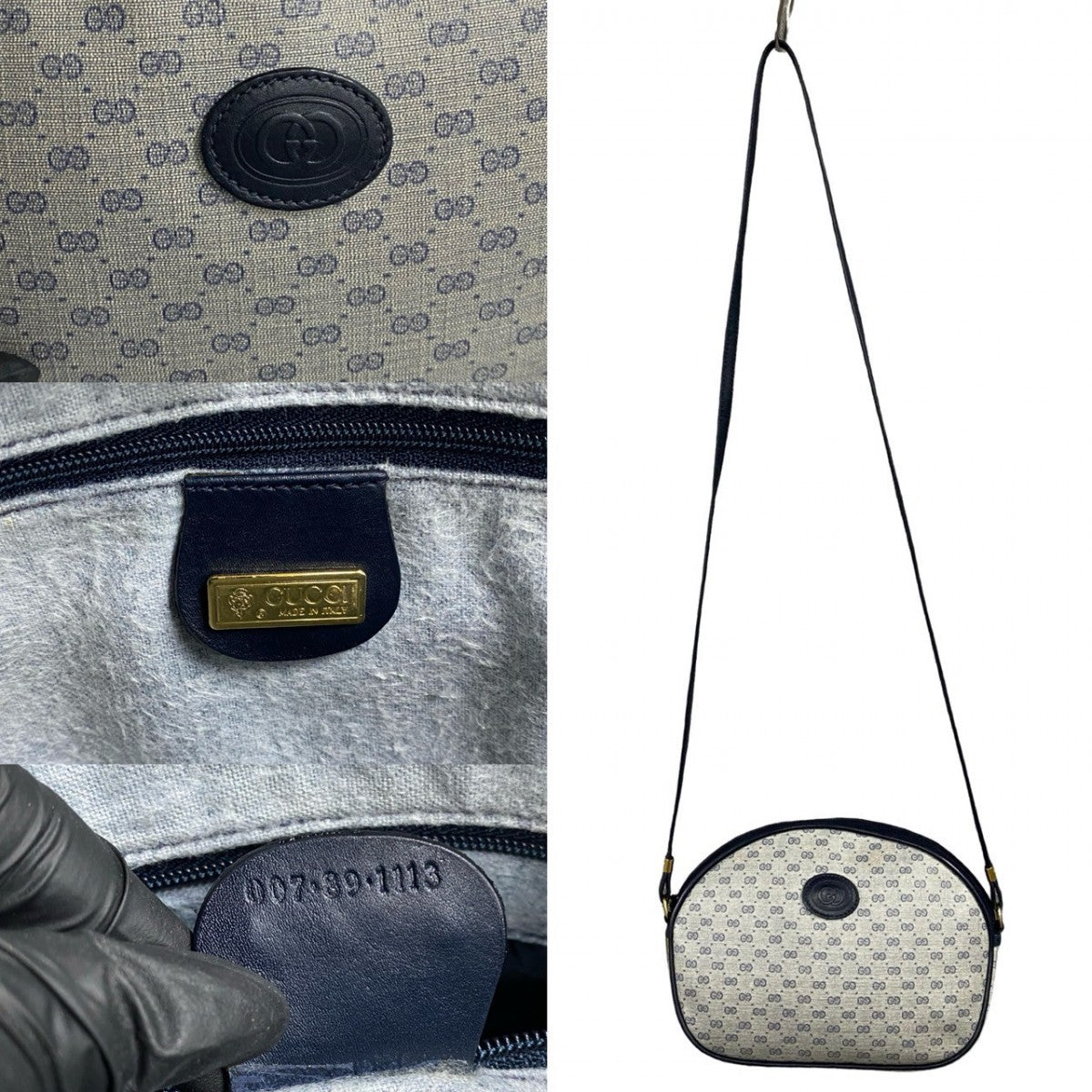 GUCCI Shoulder Bag leather Navy