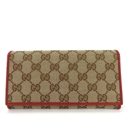 GUCCI Bifold Wallet 346058 GG canvas beige Women Used Authentic