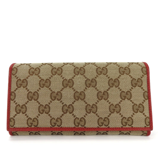 GUCCI Bifold Wallet 346058 GG canvas beige Women Used Authentic