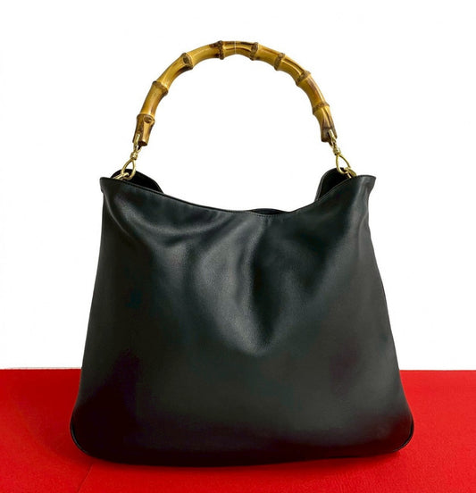 GUCCI Handbag leather black Bamboo