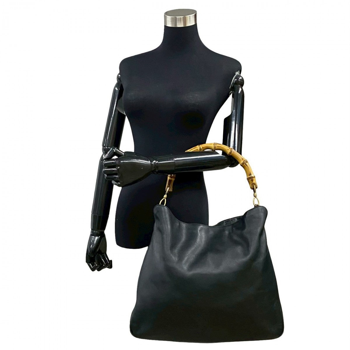 GUCCI Handbag leather black Bamboo