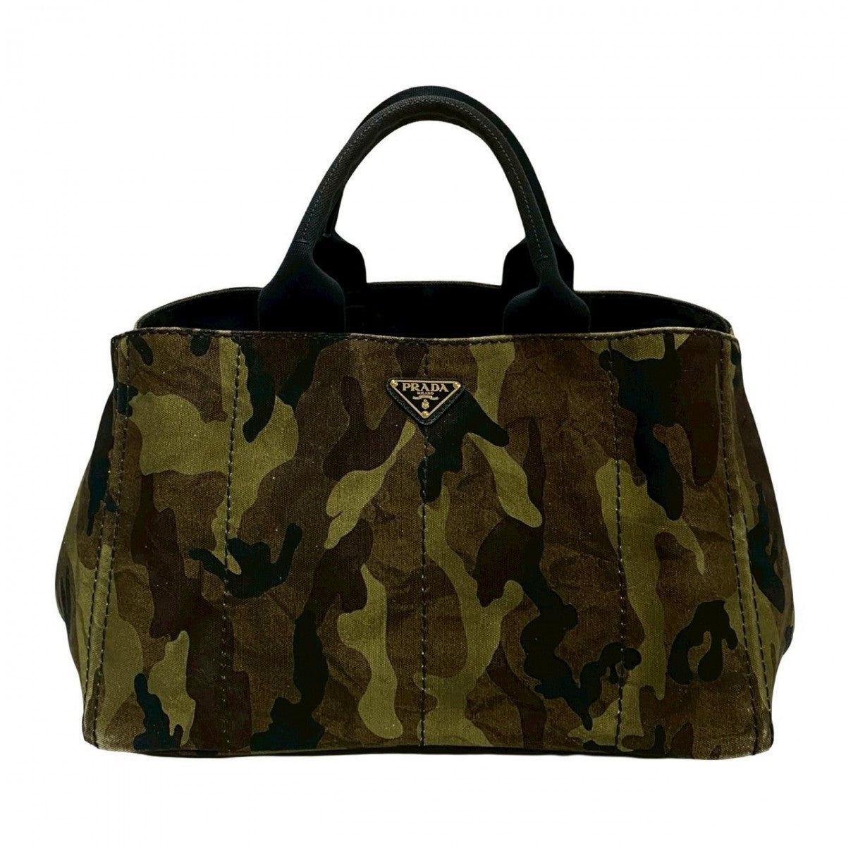 PRADA Tote Bag canvas khaki Canapa Camouflage