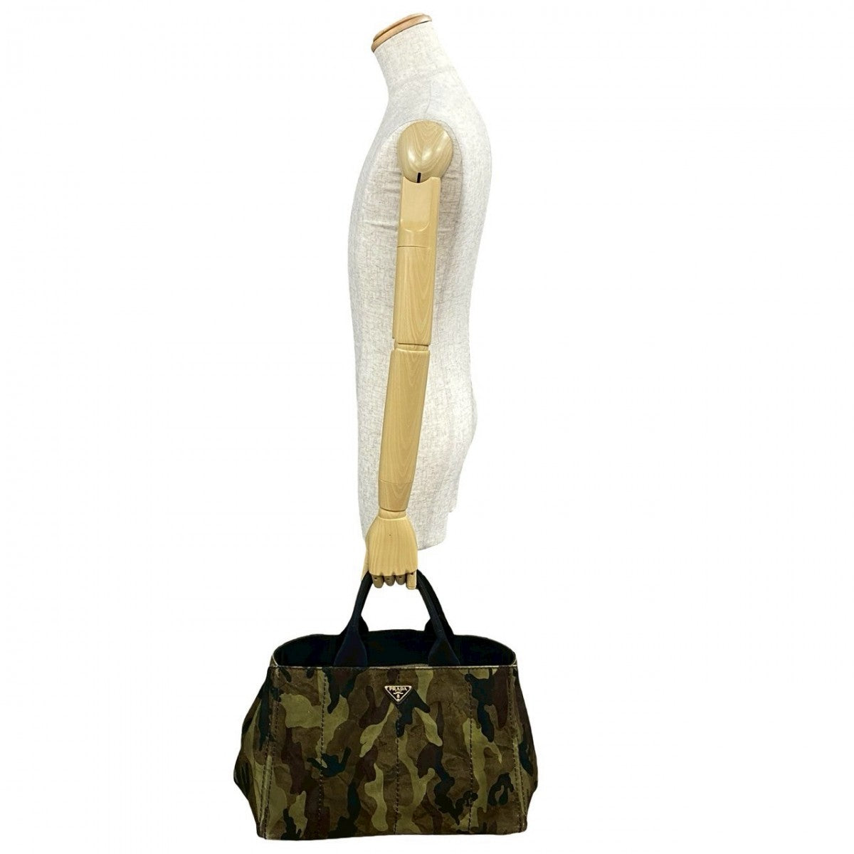 PRADA Tote Bag canvas khaki Canapa Camouflage