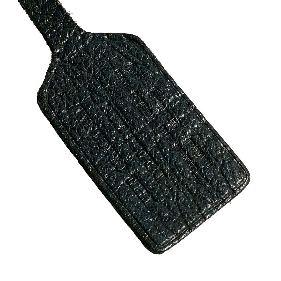 PRADA Shoulder Bag leather black Logo embossing Women Used Authentic