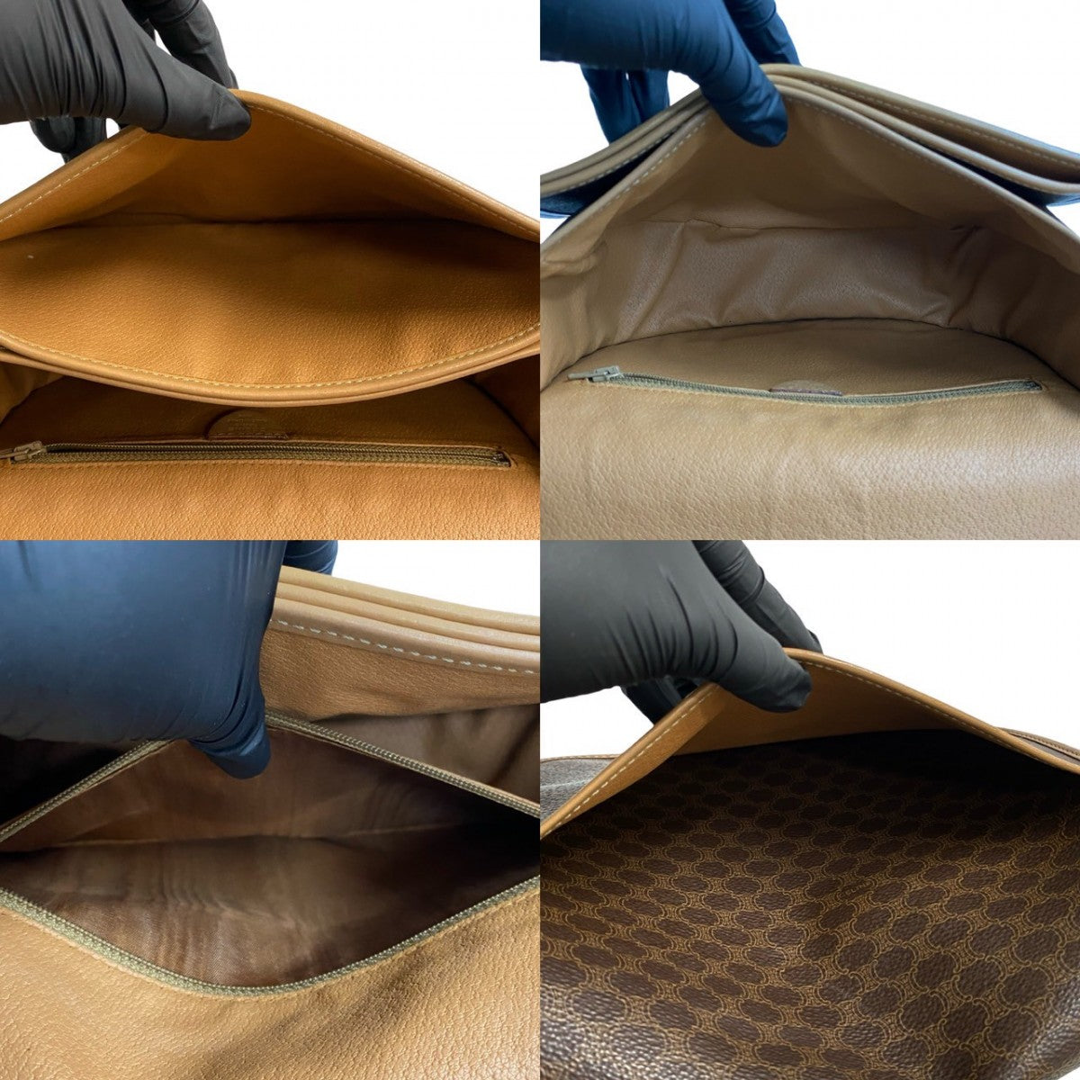 CELINE Shoulder Bag Leather, PVC Brown Macadam Blason Triomphe Pattern Women Used Authentic