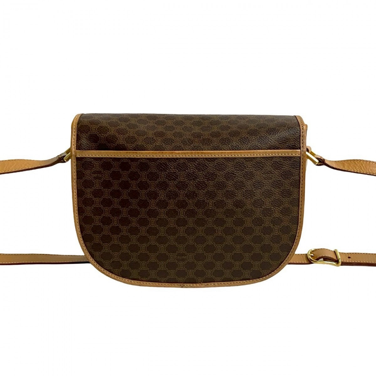 CELINE Shoulder Bag Leather, PVC Brown Macadam Blason Triomphe Pattern Women Used Authentic
