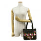 PRADA Handbag Leather, Canvas Brown Triangle Logo Metal Women Used Authentic