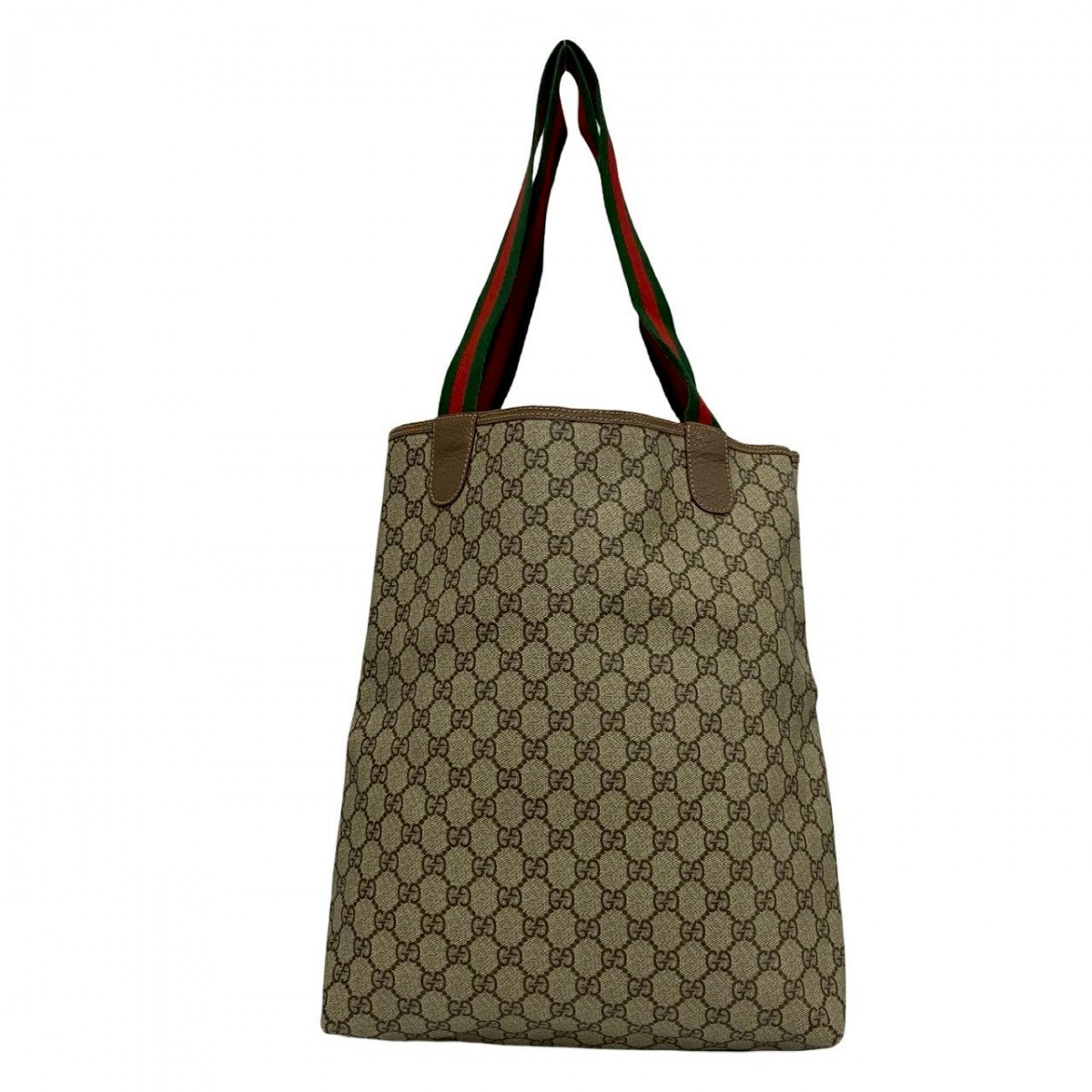 GUCCI Tote Bag leather Brown Shaley Line