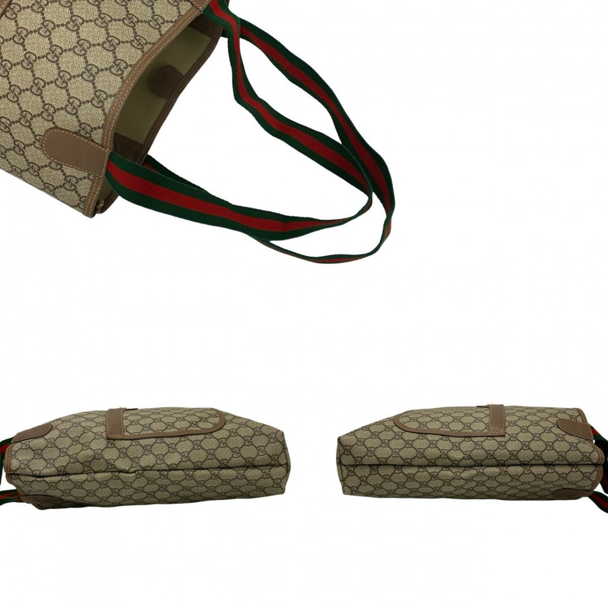 GUCCI Tote Bag leather Brown Shaley Line