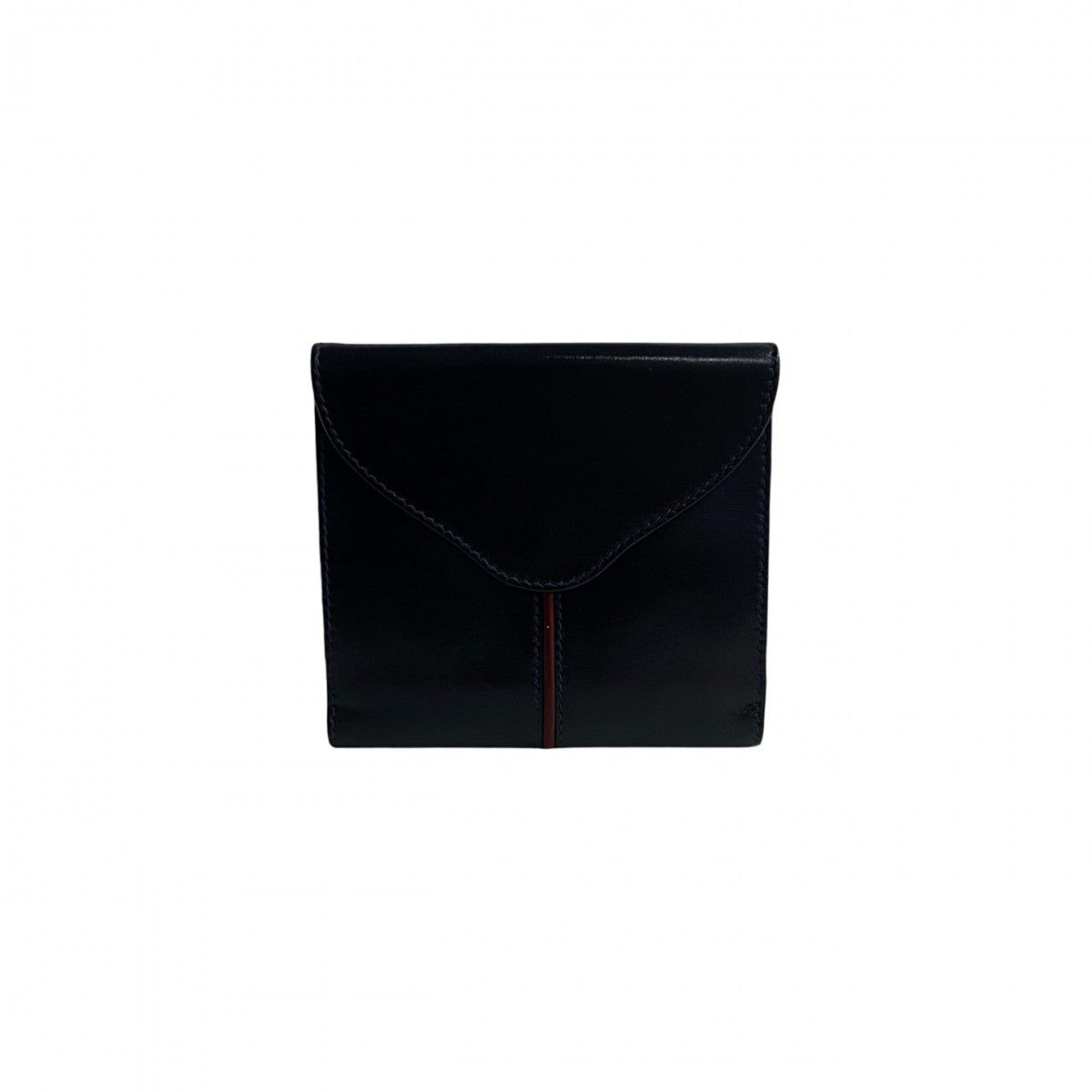 GUCCI Bifold Wallet leather Navy Horsebit Metal Women Used Authentic