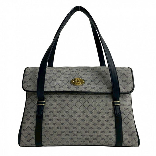 GUCCI Handbag Leather, PVC Navy Micro GG logoMetal Women Used Authentic