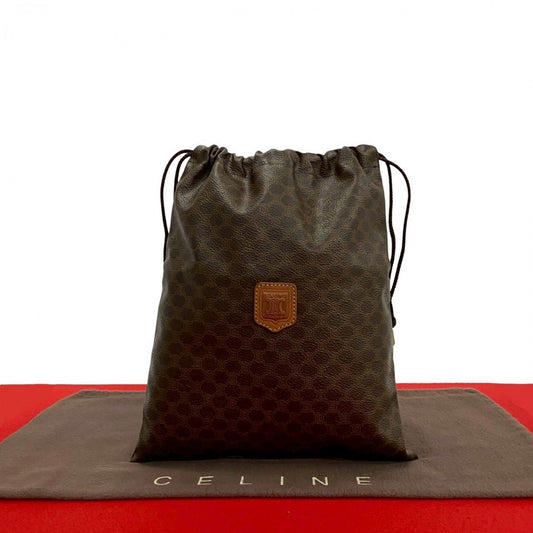 CELINE Pouch PVC, Leather Brown Macadam Blazon Pattern Triomphe logo Women Used Authentic