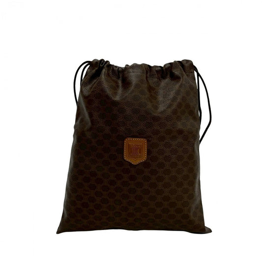 CELINE Pouch PVC, Leather Brown Macadam Blazon Pattern Triomphe logo Women Used Authentic