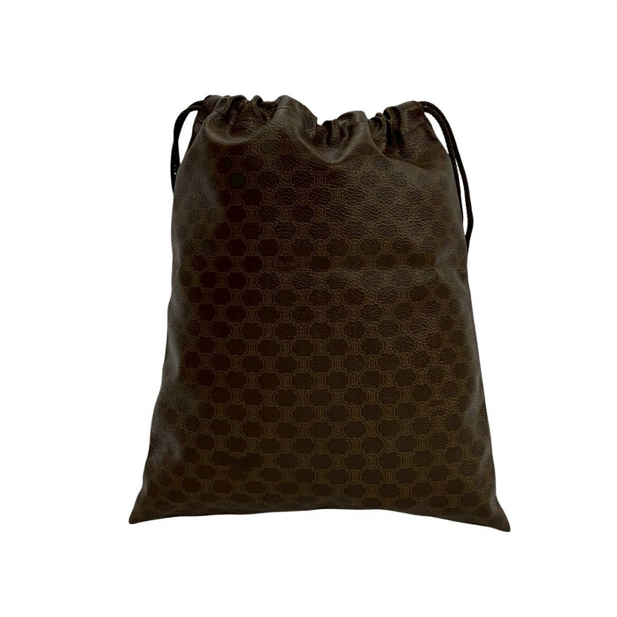 CELINE Pouch PVC, Leather Brown Macadam Blazon Pattern Triomphe logo Women Used Authentic