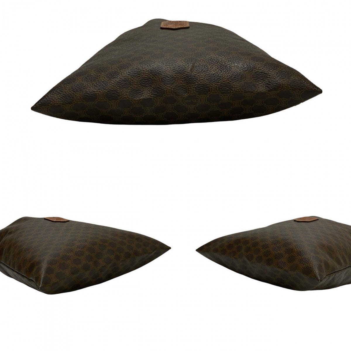 CELINE Pouch PVC, Leather Brown Macadam Blazon Pattern Triomphe logo Women Used Authentic