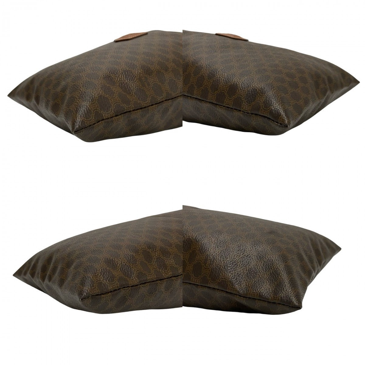 CELINE Pouch PVC, Leather Brown Macadam Blazon Pattern Triomphe logo Women Used Authentic