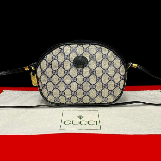 GUCCI Shoulder Bag leather Navy