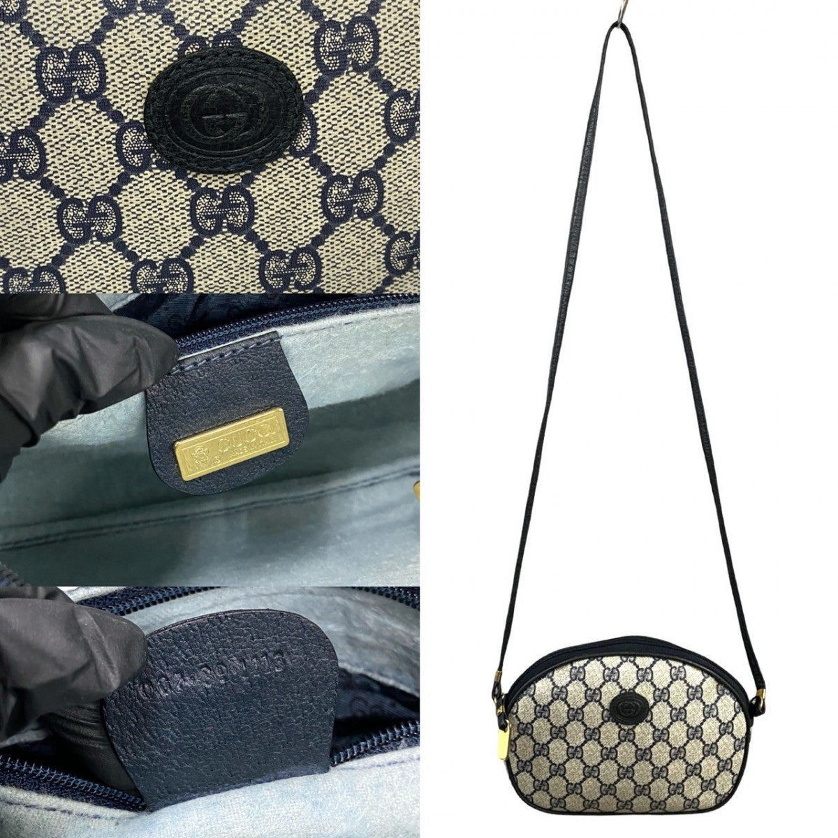 GUCCI Shoulder Bag leather Navy