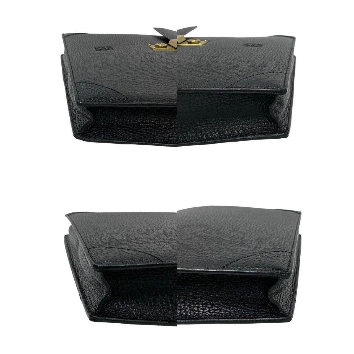LOEWE Business bag leather black Anagram logo Metal mens Used Authentic
