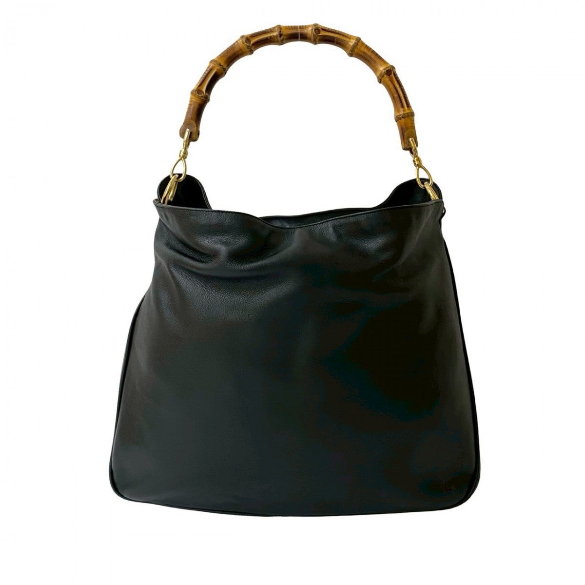 GUCCI Shoulder Bag leather black Bamboo Women Used Authentic