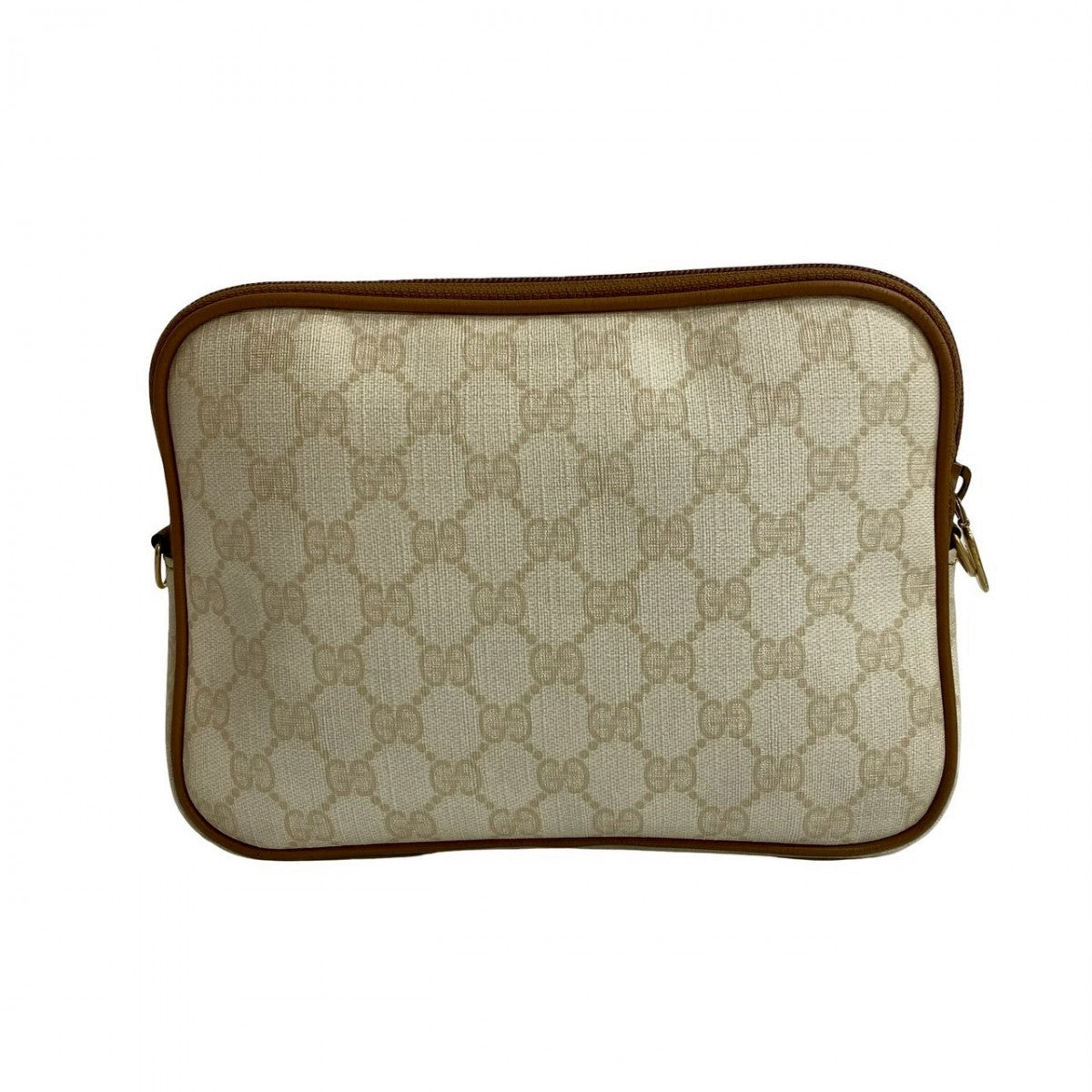 GUCCI Shoulder Bag Leather, PVC white GG logo Pattern Women Used Authentic