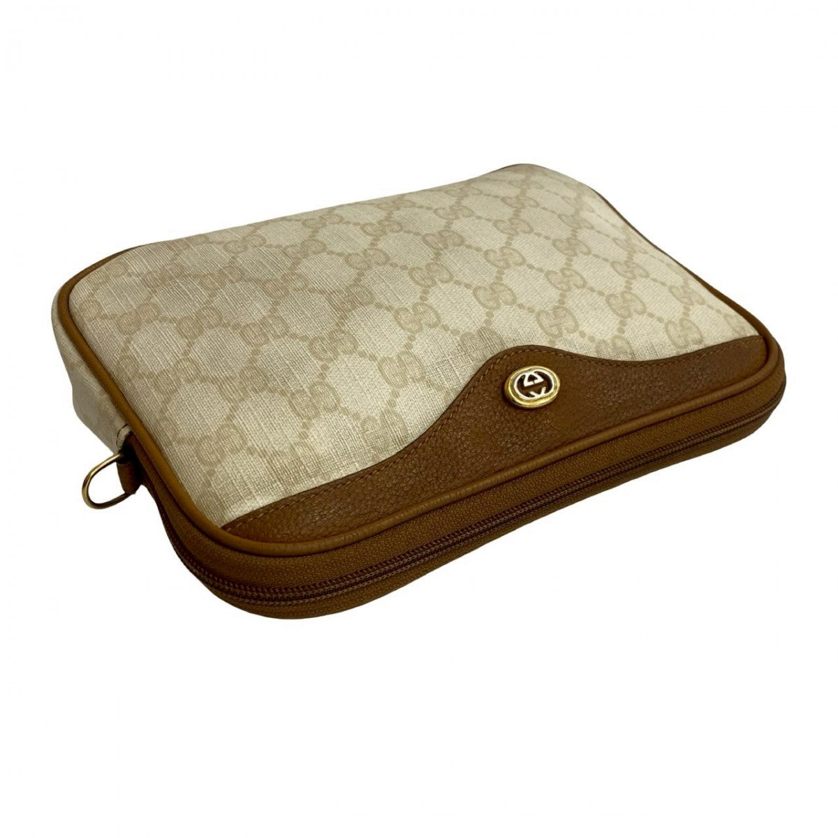 GUCCI Shoulder Bag Leather, PVC white GG logo Pattern Women Used Authentic