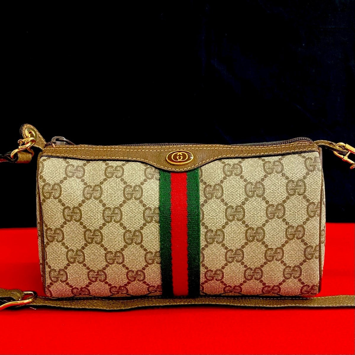 GUCCI Shoulder Bag leather Brown Sherry line