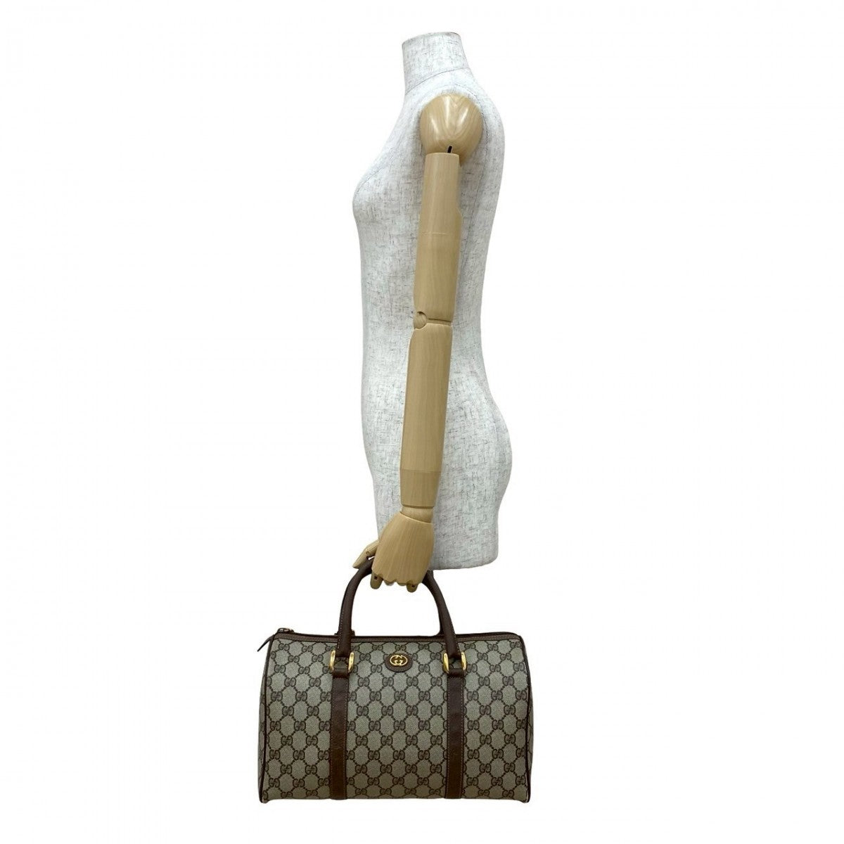GUCCI Handbag Leather, PVC Brown GG logo Metal Women Used Authentic