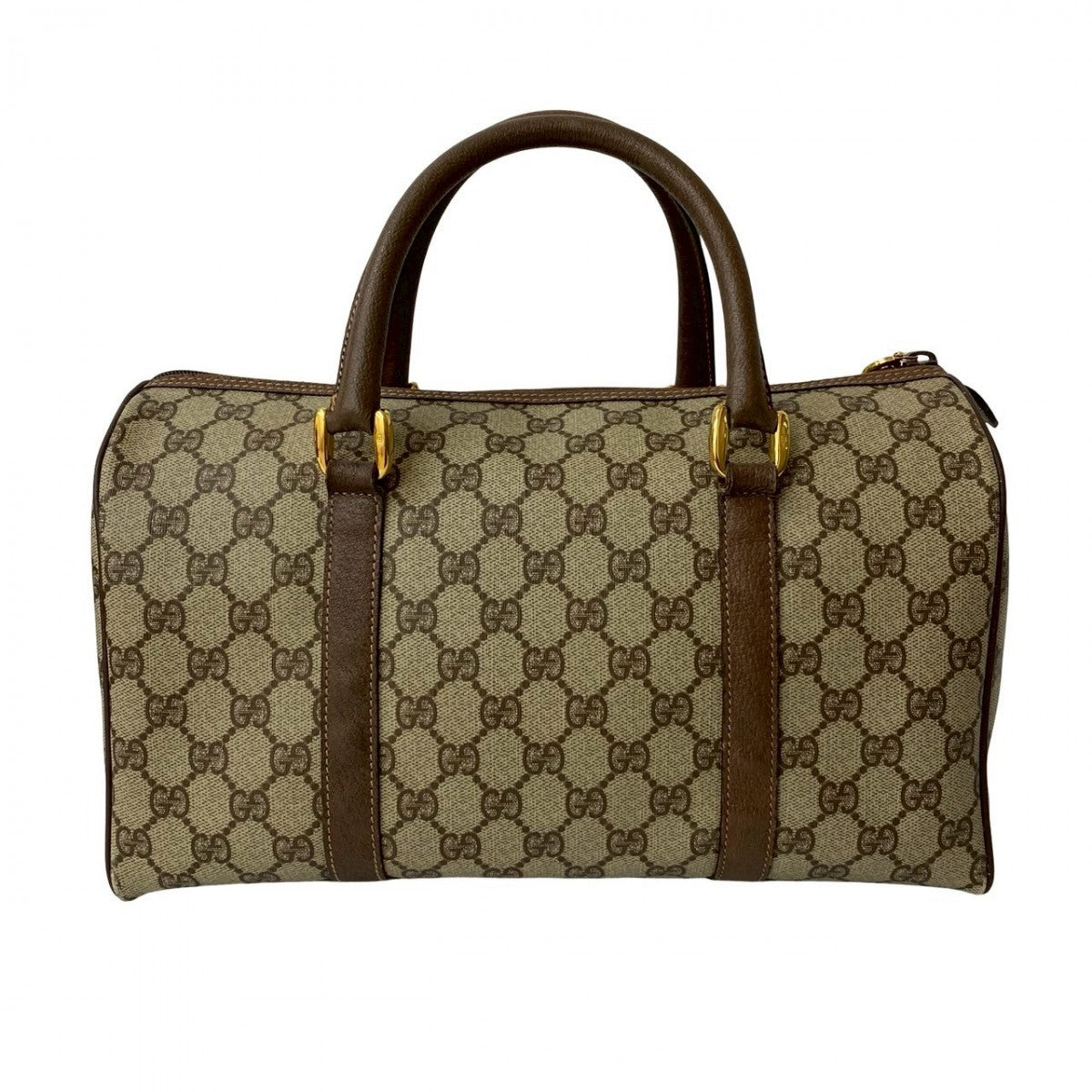 GUCCI Handbag Leather, PVC Brown GG logo Metal Women Used Authentic