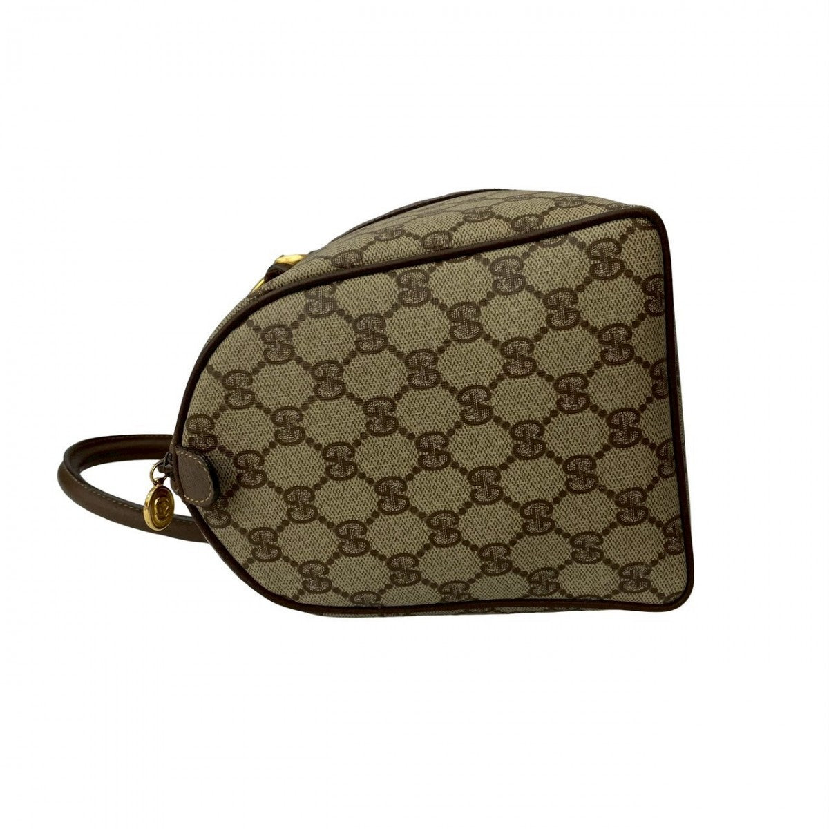 GUCCI Handbag Leather, PVC Brown GG logo Metal Women Used Authentic