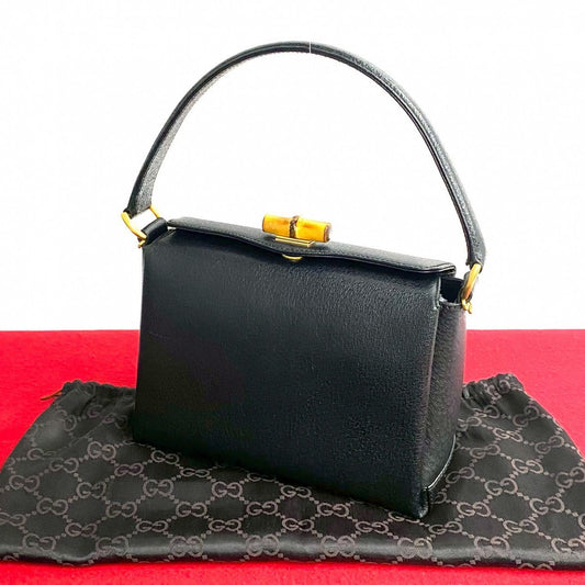 GUCCI Handbag leather black Bamboo
