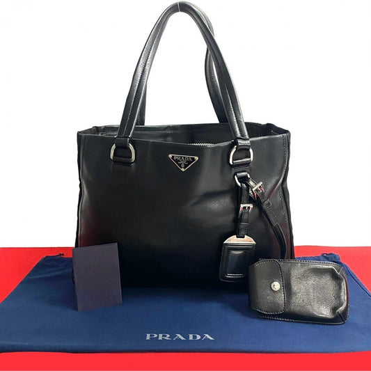 PRADA Tote Bag leather black