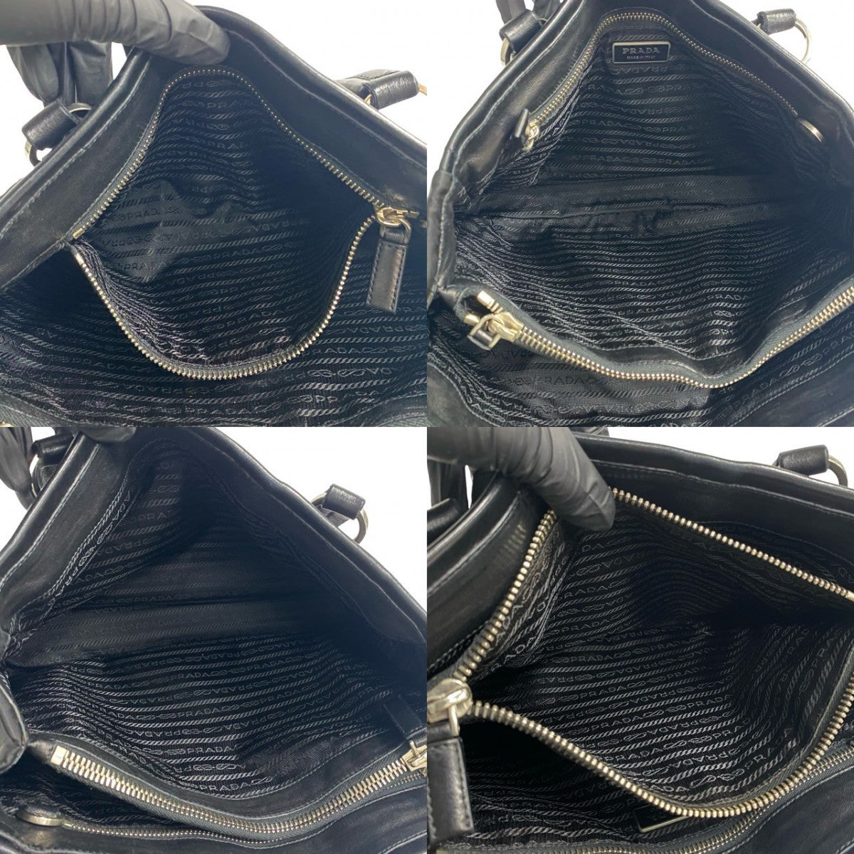 PRADA Tote Bag leather black