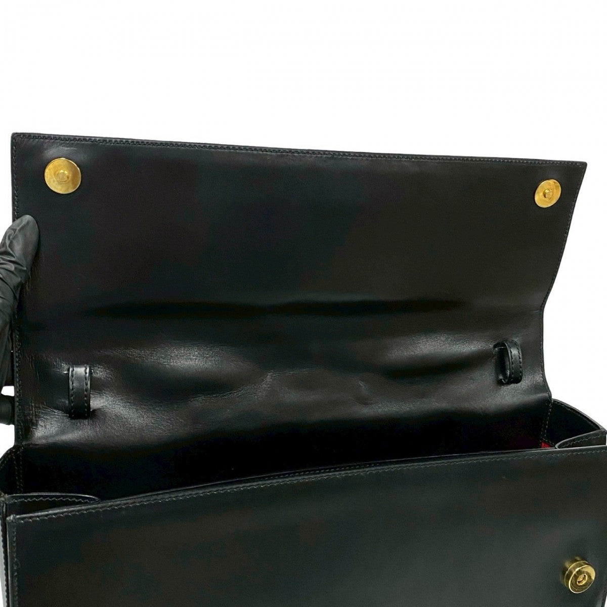 CELINE Shoulder Bag Calfskin, Leather black Arc de Triomphe motif houndstooth mens Used Authentic