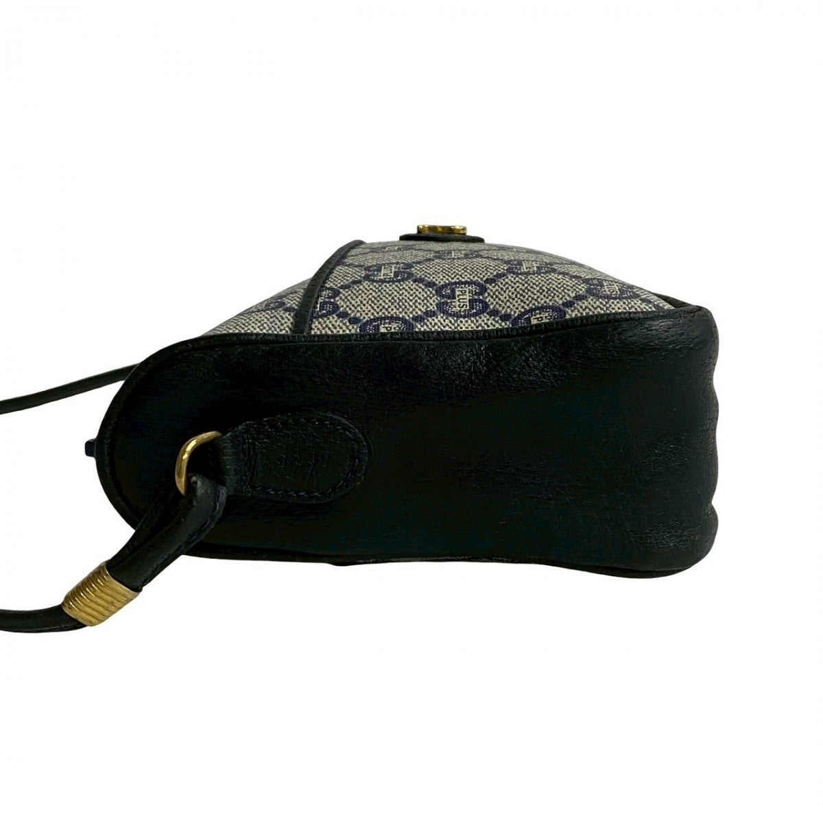 GUCCI Shoulder Bag Leather, PVC Navy Gucci Plus logoMetal Women Used Authentic